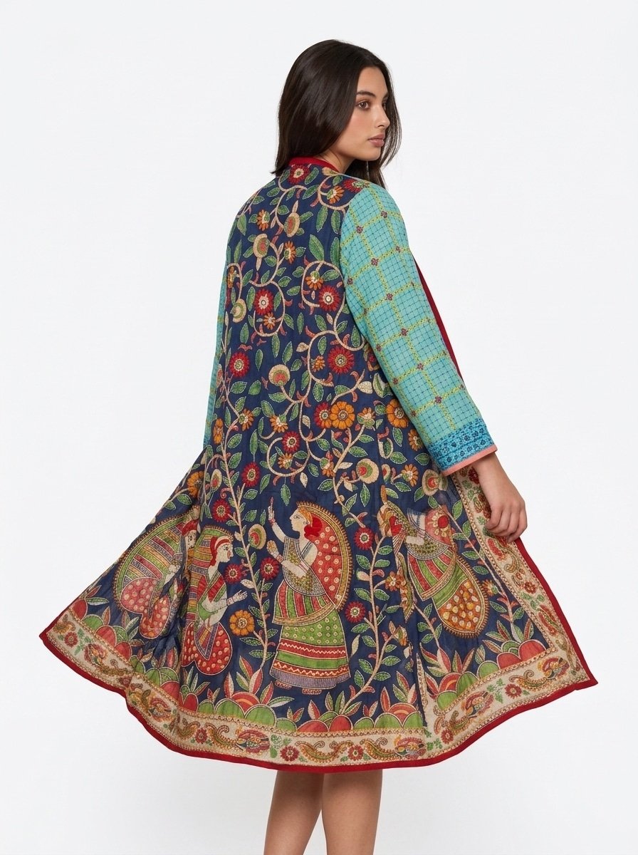 Embroidered Cardigan with Vibrant Eastern Patterns - Aura - Image 5