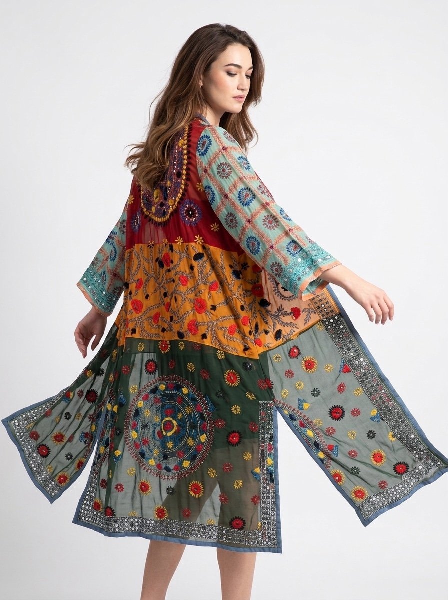 Boho Summer Cardigan – Embroidered Mirrors - Image 4