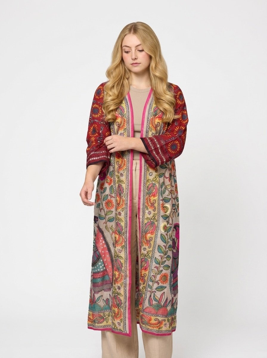 Multi-colored Printed Cardigan - Ethnic Chic - Image 2