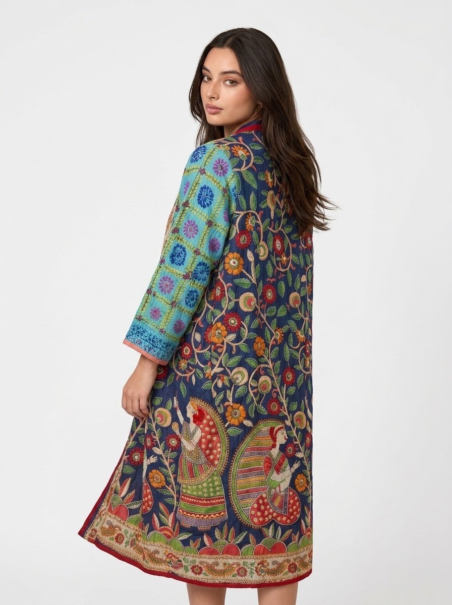 Embroidered Cardigan with Vibrant Eastern Patterns - Aura - Image 2