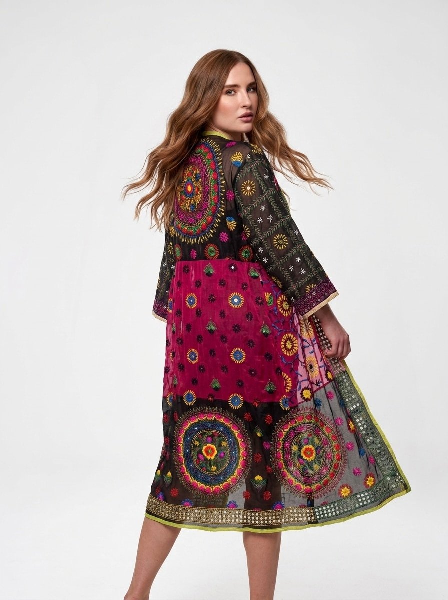 Embroidered Black Cardigan - Echo Bloom - Image 3