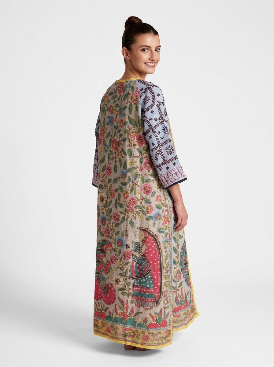 Boho Chic Cardigan - Hand-Printed Cotton - Image 2
