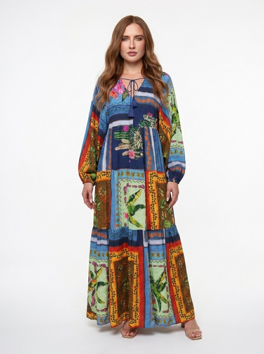 Horizon Maxi Dress - Multicolor Tropical Print - Image 3