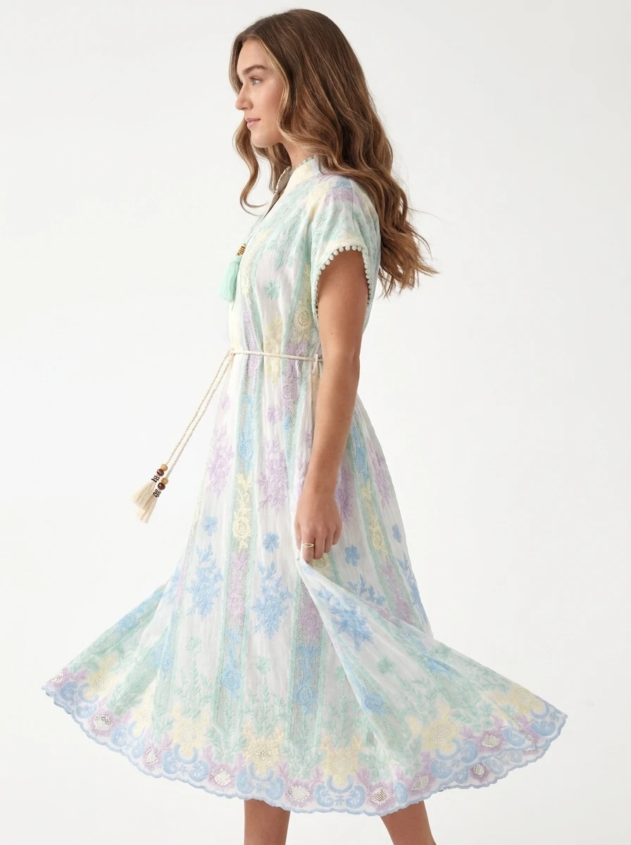 Blue Gingham & Eyelet Shirtdress - Summer Chic - Image 5