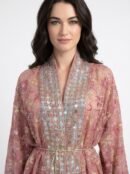 Pink Sheer Embroidered Cardigan - Aura