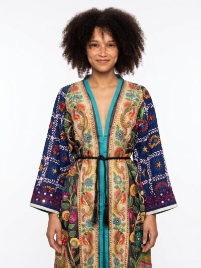 BloomEcho Printed Cardigan - Ethnic Art