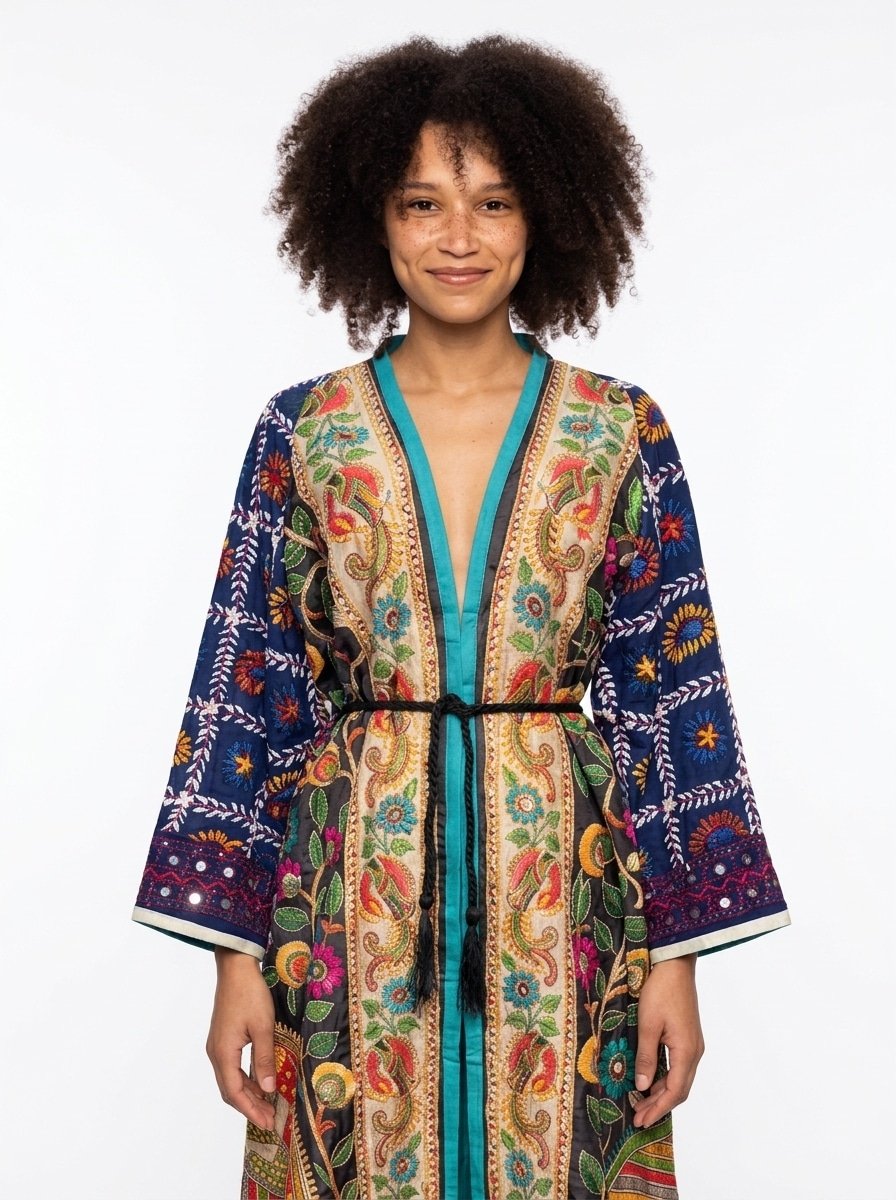 BloomEcho Printed Cardigan - Ethnic Art