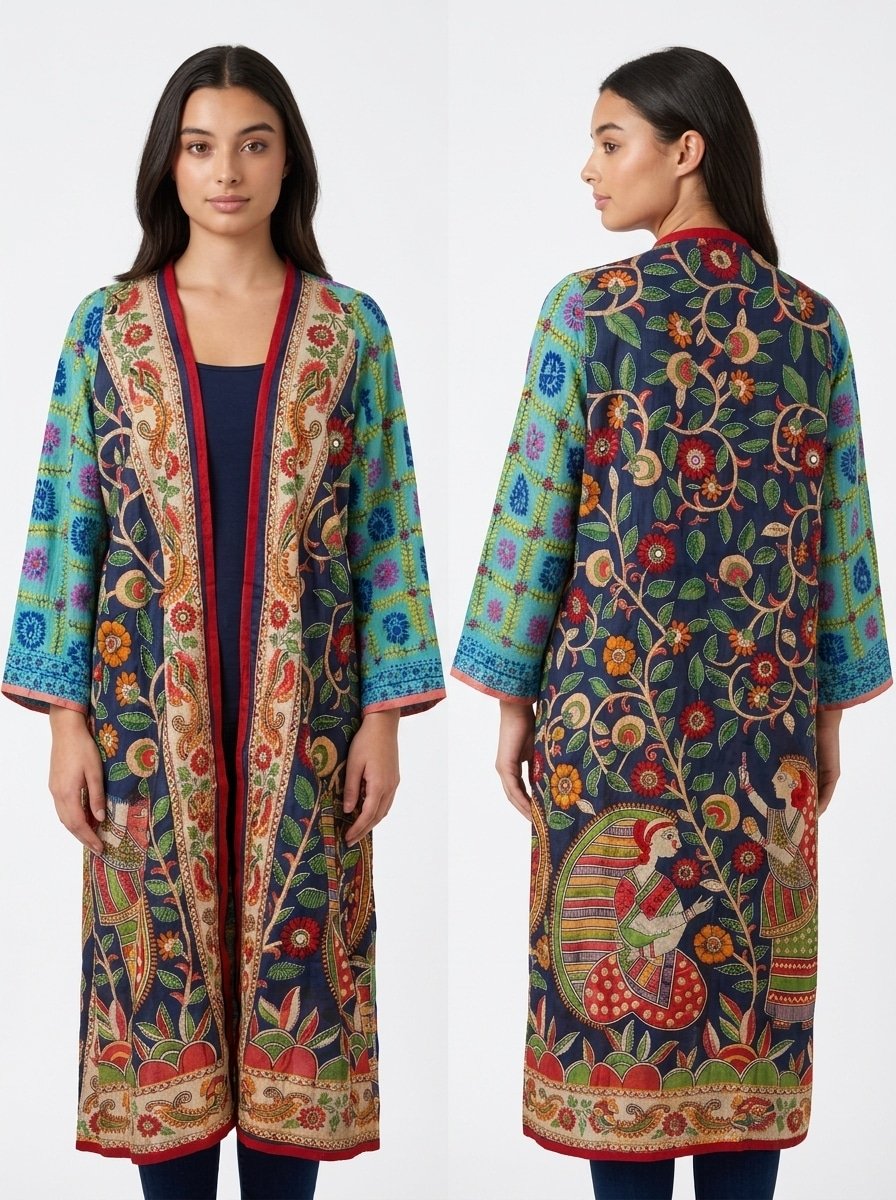 Embroidered Cardigan with Vibrant Eastern Patterns - Aura - Image 3