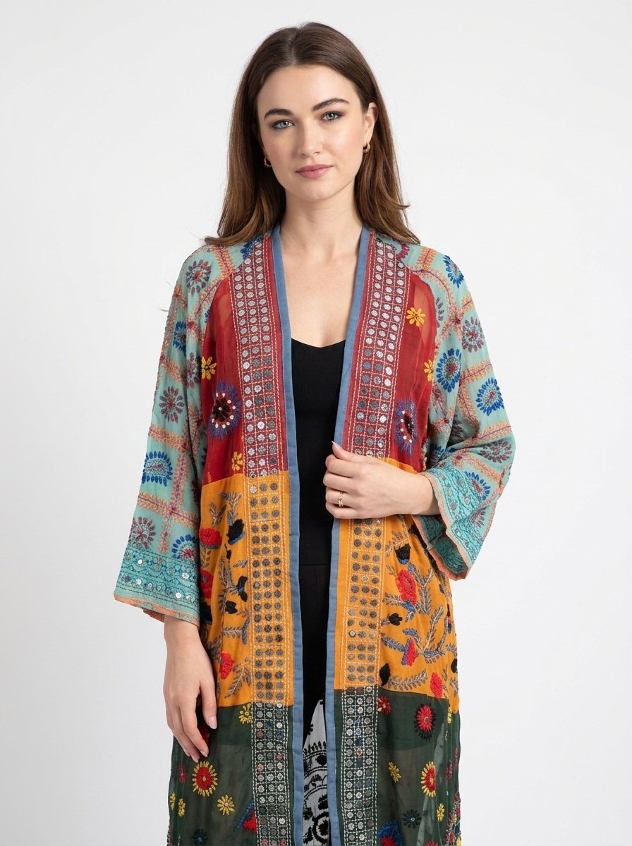 Boho Summer Cardigan – Embroidered Mirrors