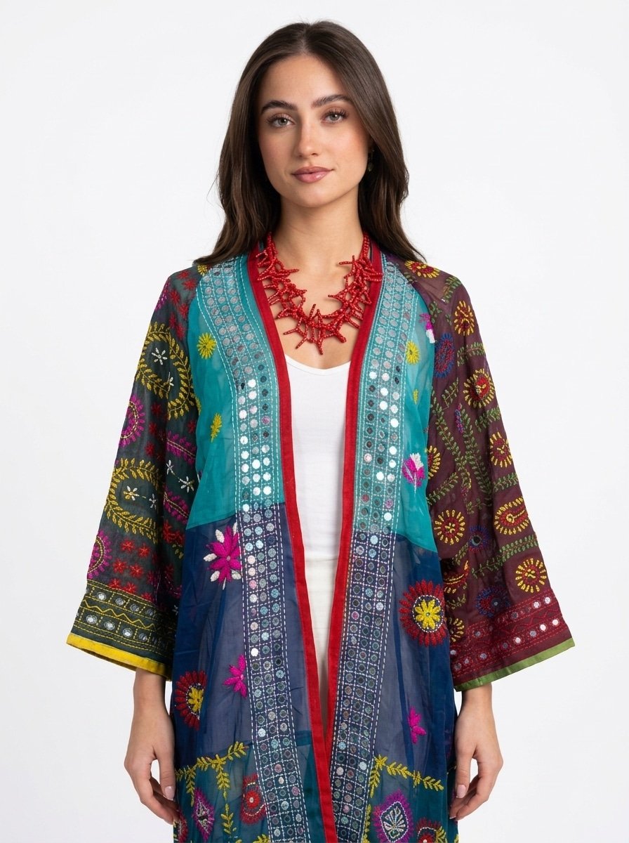 BloomEcho Cardigan - Multi-Color Embroidered - Image 4