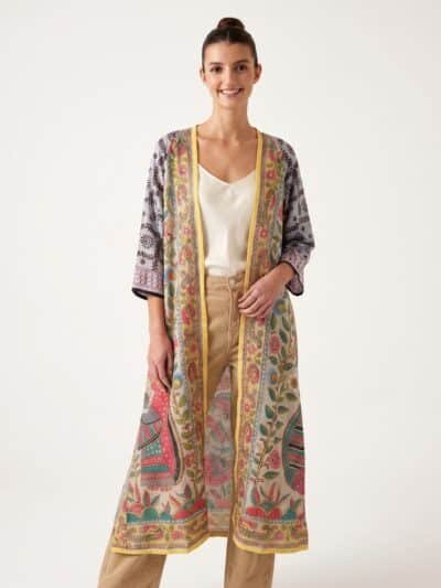 Boho Chic Cardigan - Hand-Printed Cotton